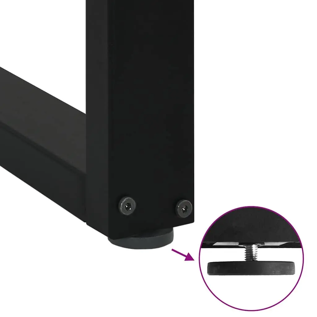 Dining Table Legs U-Shaped Powder-Coated Steel Black 60x72-73cm Adjustable Levelers Pack of 2