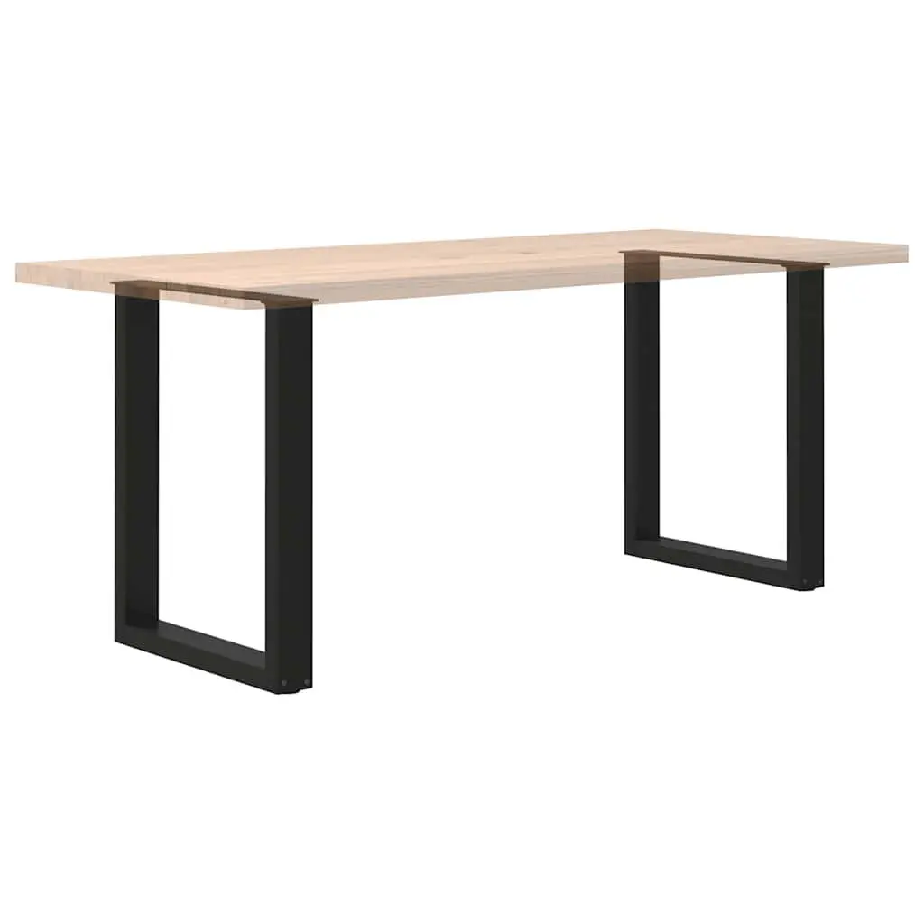 Dining Table Legs U-Shaped Powder-Coated Steel Black 60x72-73cm Adjustable Levelers Pack of 2