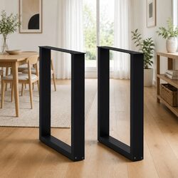 Practical Black U-Shaped Dining Table Legs, 70x72-73cm