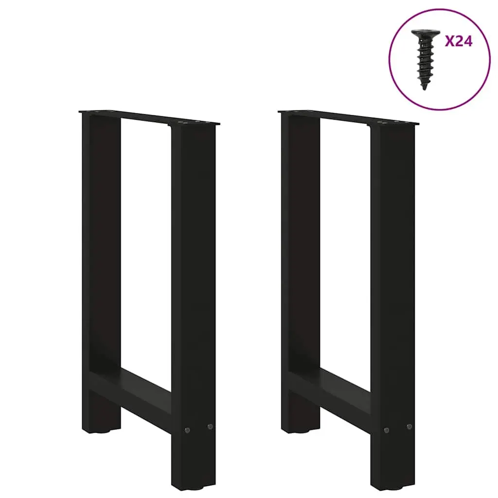 Dining Table Legs Black Steel Pair 60x72-73cm Square Design Adjustable Levelers