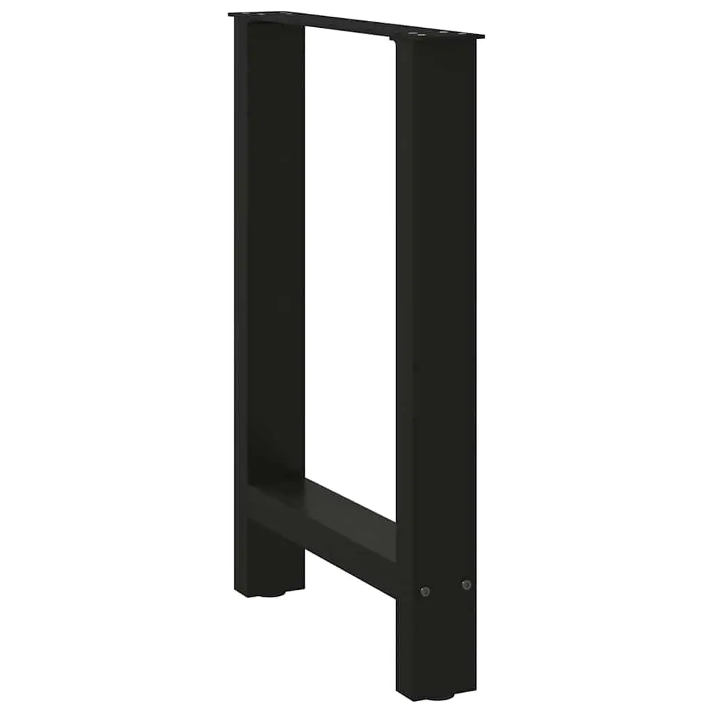 Dining Table Legs Black Steel Pair 60x72-73cm Square Design Adjustable Levelers
