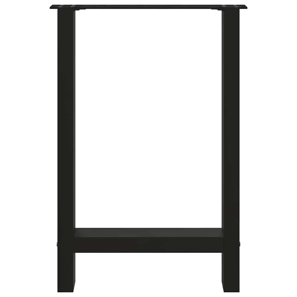 Dining Table Legs Black Steel Pair 60x72-73cm Square Design Adjustable Levelers