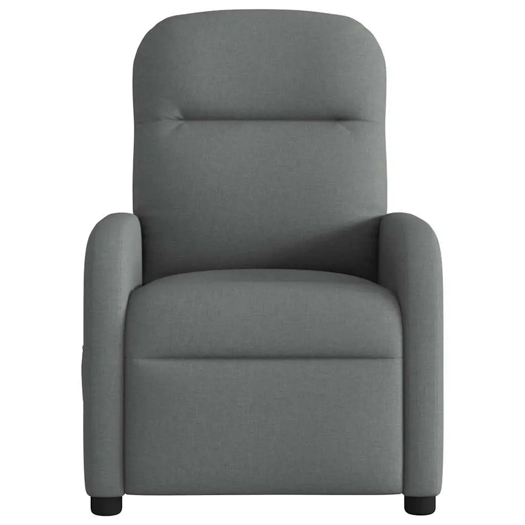 Recliner Chair Fabric Grey Adjustable Armchair 6 Point Vibration Manual Massage