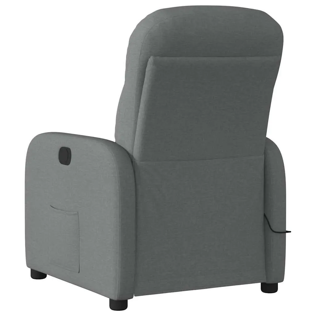 Recliner Chair Fabric Grey Adjustable Armchair 6 Point Vibration Manual Massage