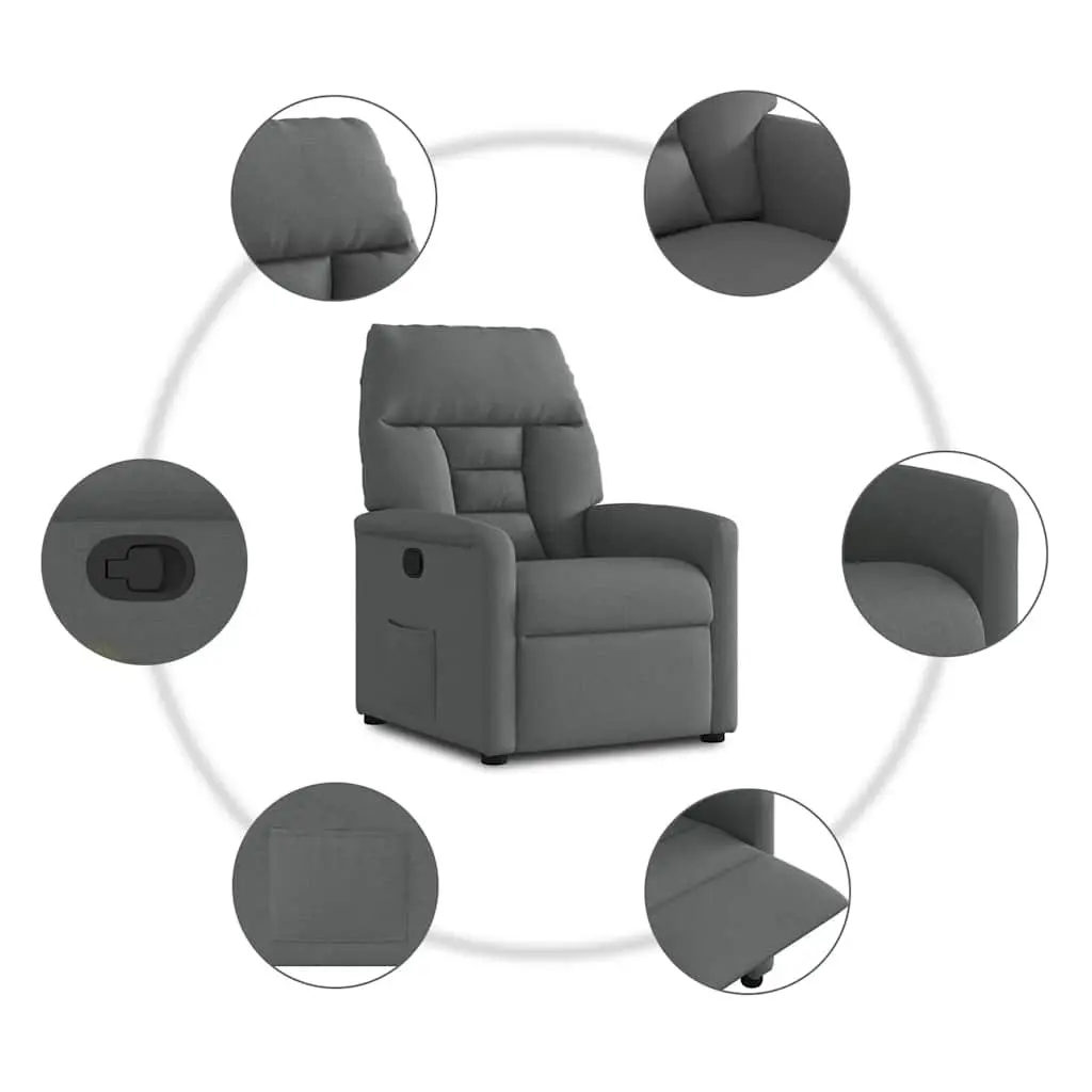 Recliner Chair Fabric Manual Reclining Armchair Dark Grey