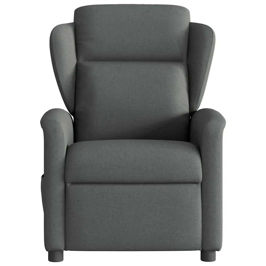 Massage Recliner Chair Manual Recline Grey Fabric 135 Degrees Vibration Armchair