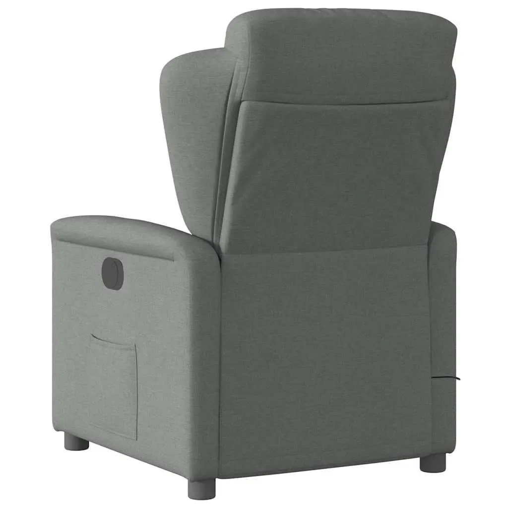 Massage Recliner Chair Manual Recline Grey Fabric 135 Degrees Vibration Armchair