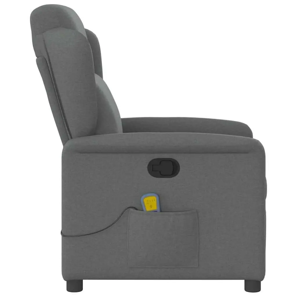 Massage Recliner Chair Manual Recline Grey Fabric 135 Degrees Vibration Armchair