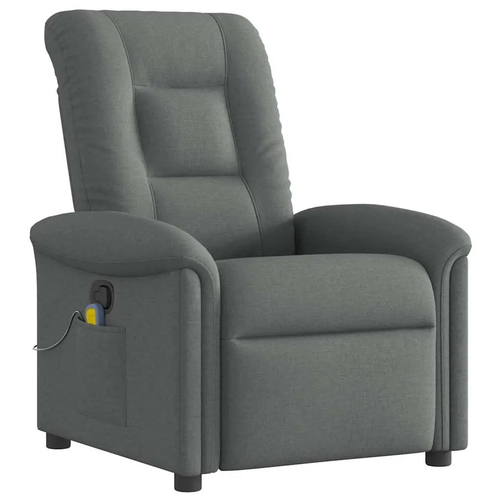 Reclining Massage Chair Fabric Grey Manual Armchair with Vibration Footrest 135 Degrees