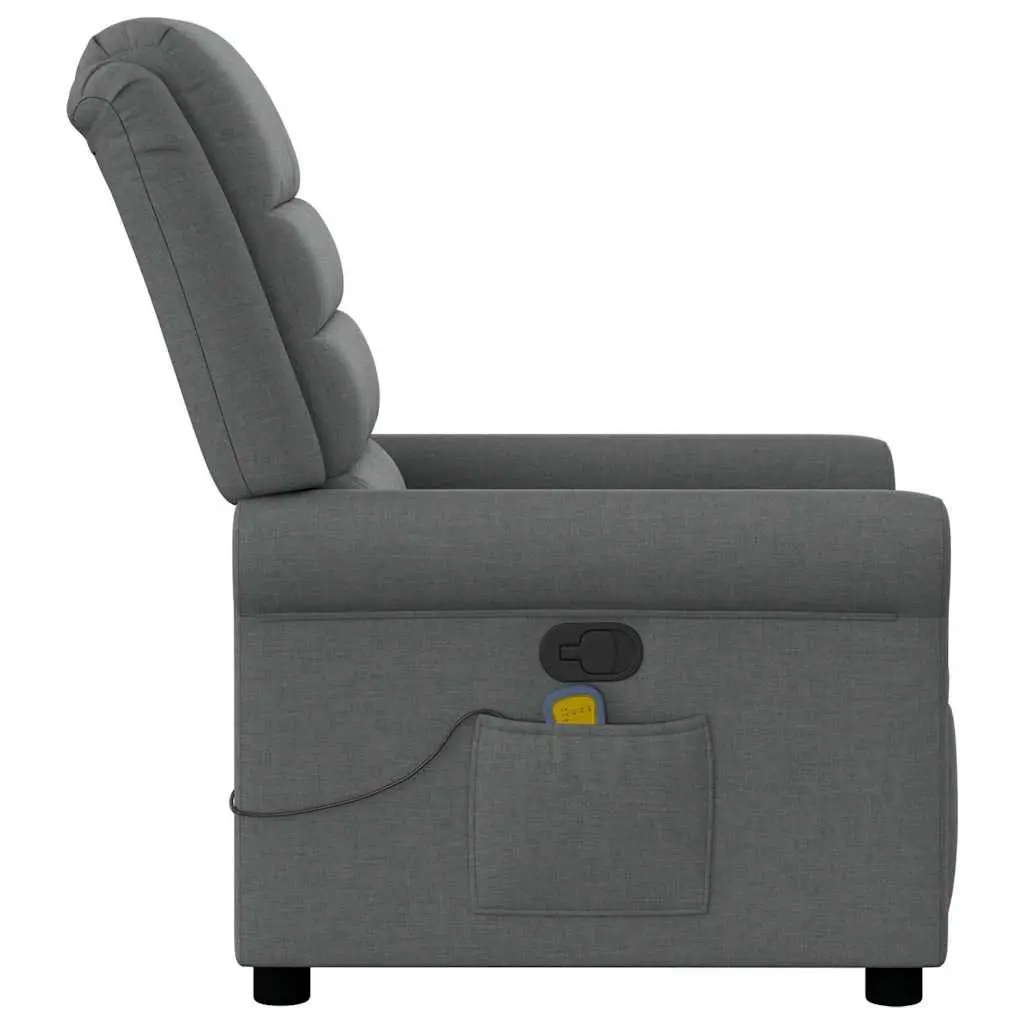 Grey Fabric Recliner with Manual Vibration