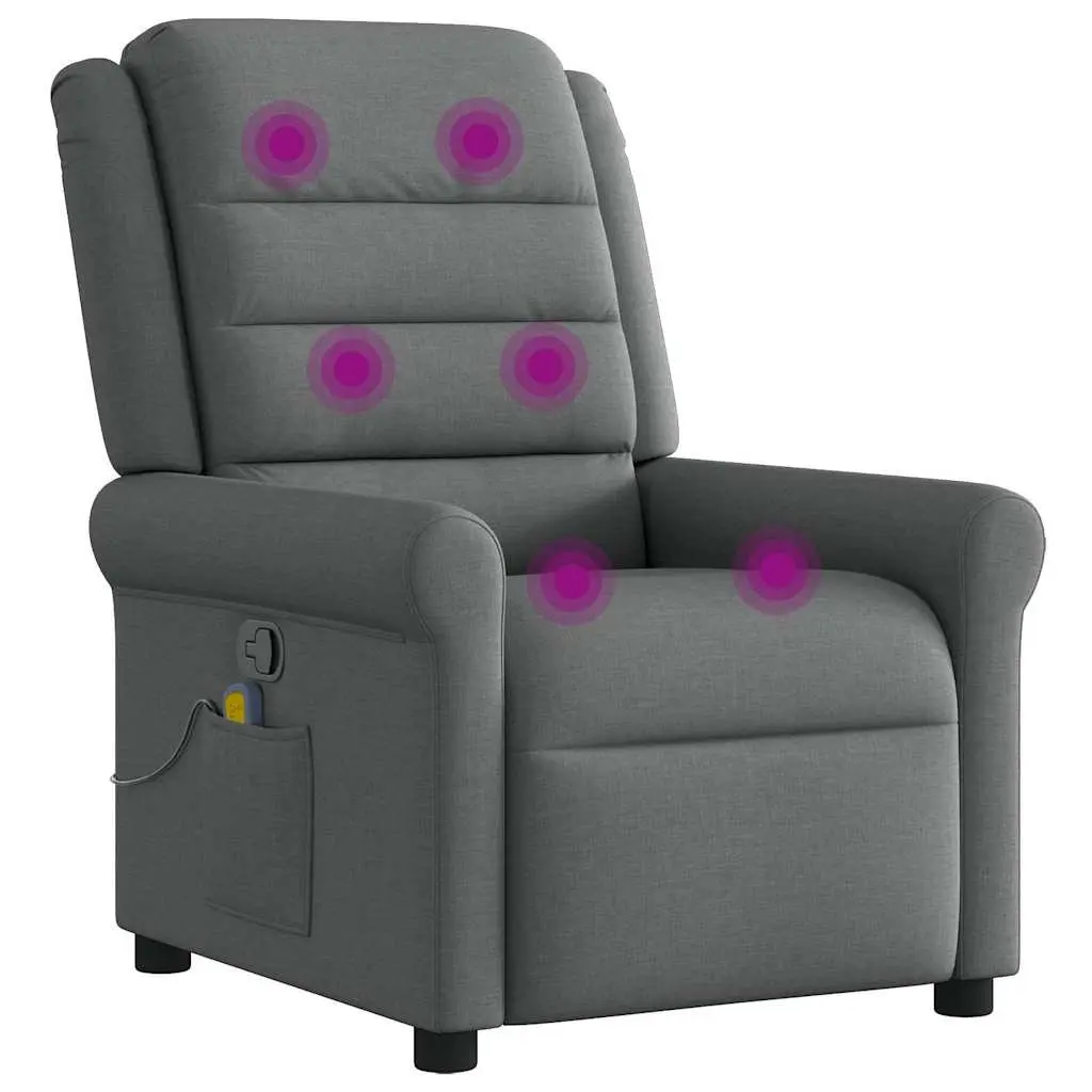 Grey Fabric Recliner with Manual Vibration