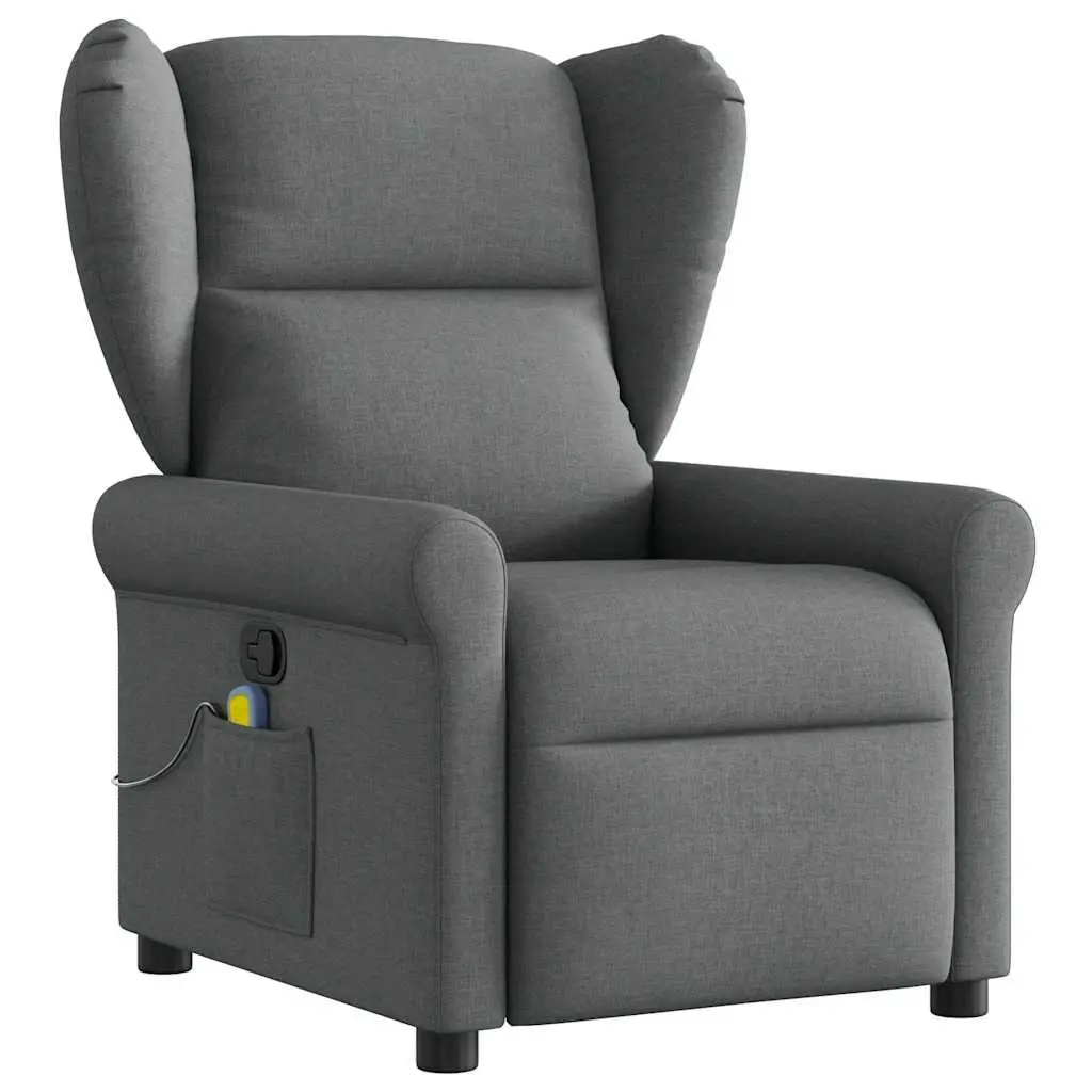 Massage Recliner Chair Fabric Grey Manual Recline Vibration Armchair