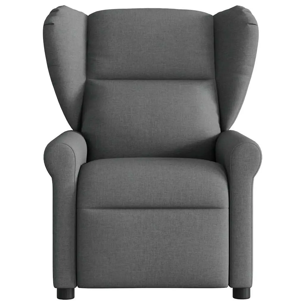 Massage Recliner Chair Fabric Grey Manual Recline Vibration Armchair