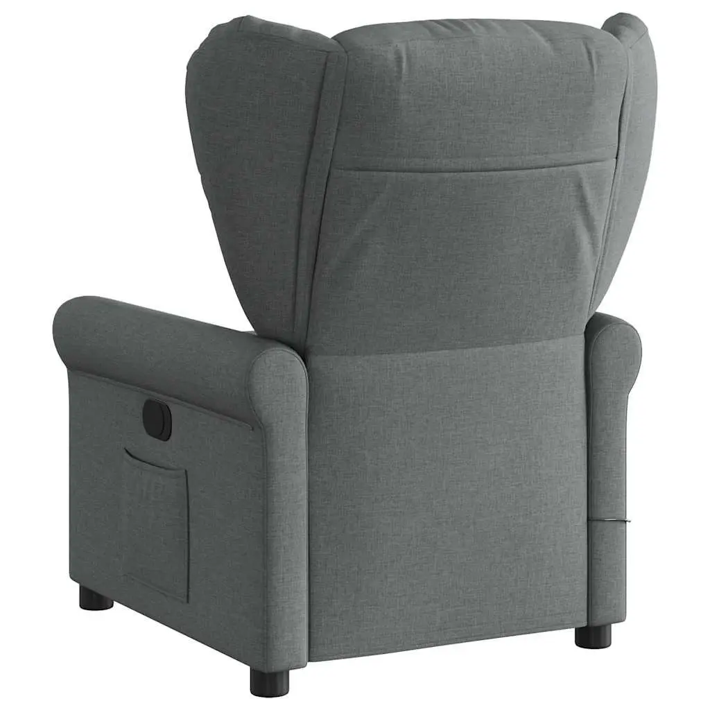Massage Recliner Chair Fabric Grey Manual Recline Vibration Armchair