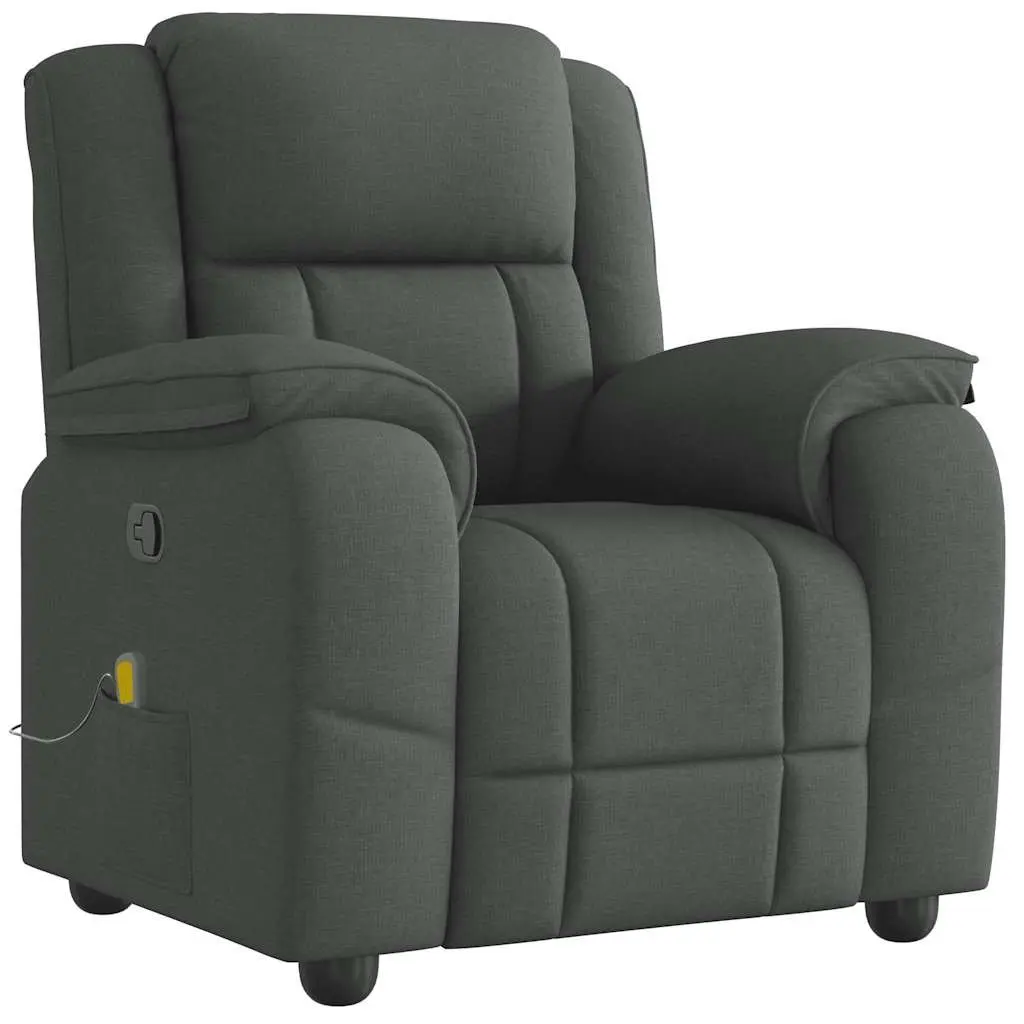 Recliner Chair Manual Recline Grey Fabric Vibration Massage Armchair 135 Degrees
