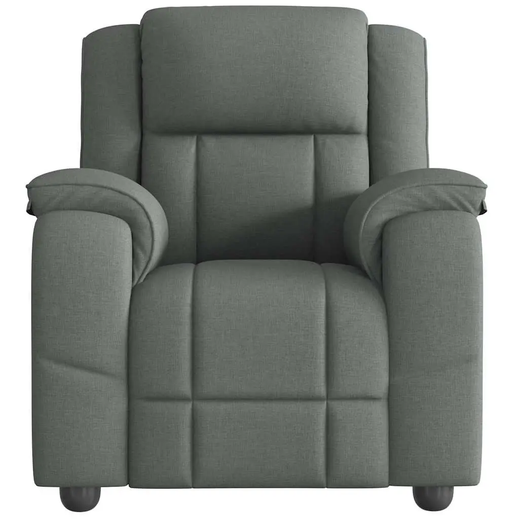 Recliner Chair Manual Recline Grey Fabric Vibration Massage Armchair 135 Degrees