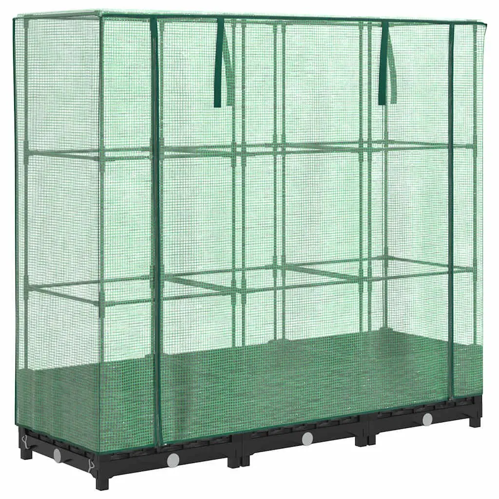 Raised Garden Bed Greenhouse Cover Iron Tube Frame Polypropylene Black Rattan 120 x 40 x 123 cm