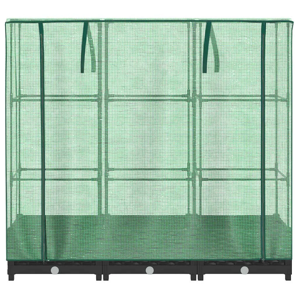 Raised Garden Bed Greenhouse Cover Iron Tube Frame Polypropylene Black Rattan 120 x 40 x 123 cm