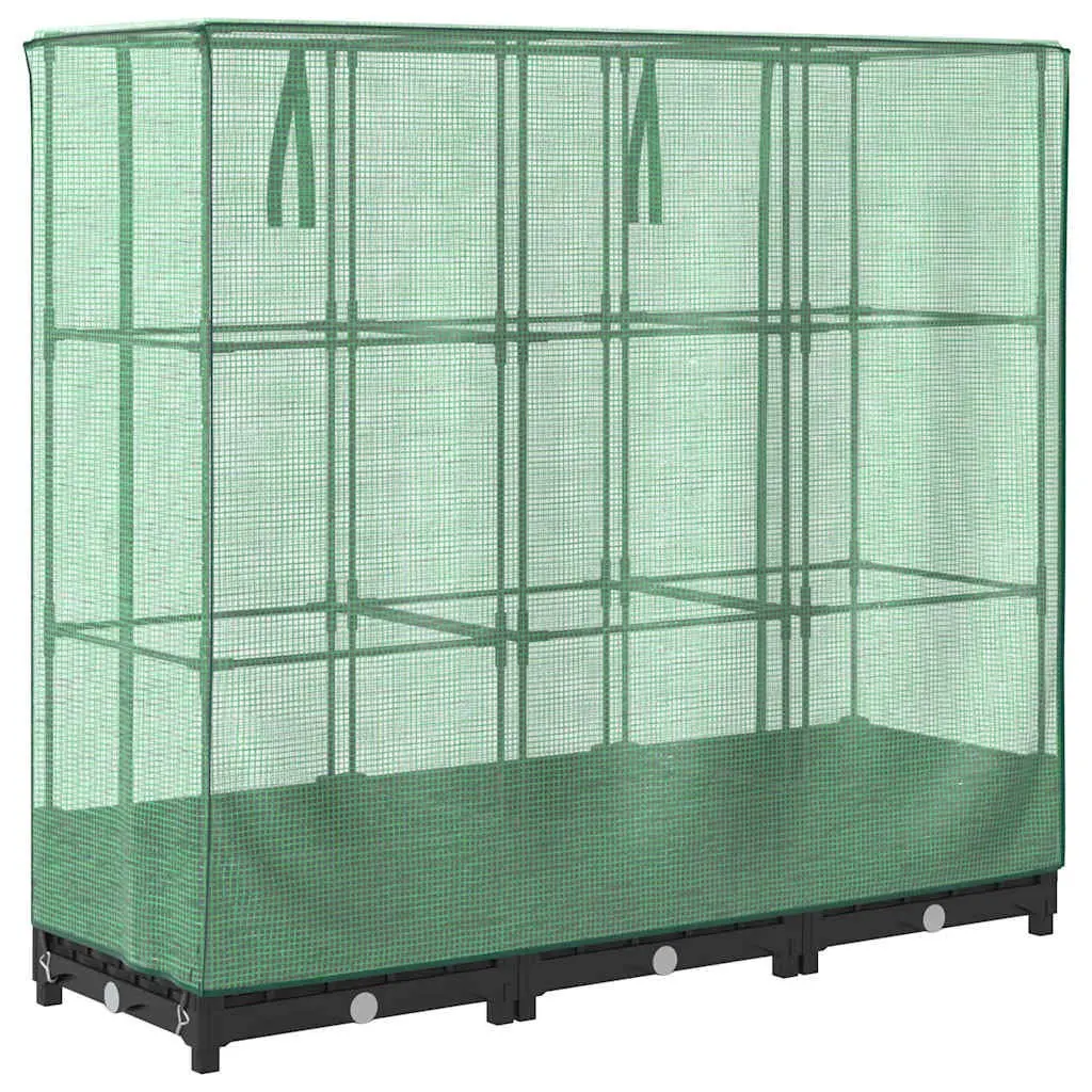 Raised Garden Bed Greenhouse Cover Iron Tube Frame Polypropylene Black Rattan 120 x 40 x 123 cm