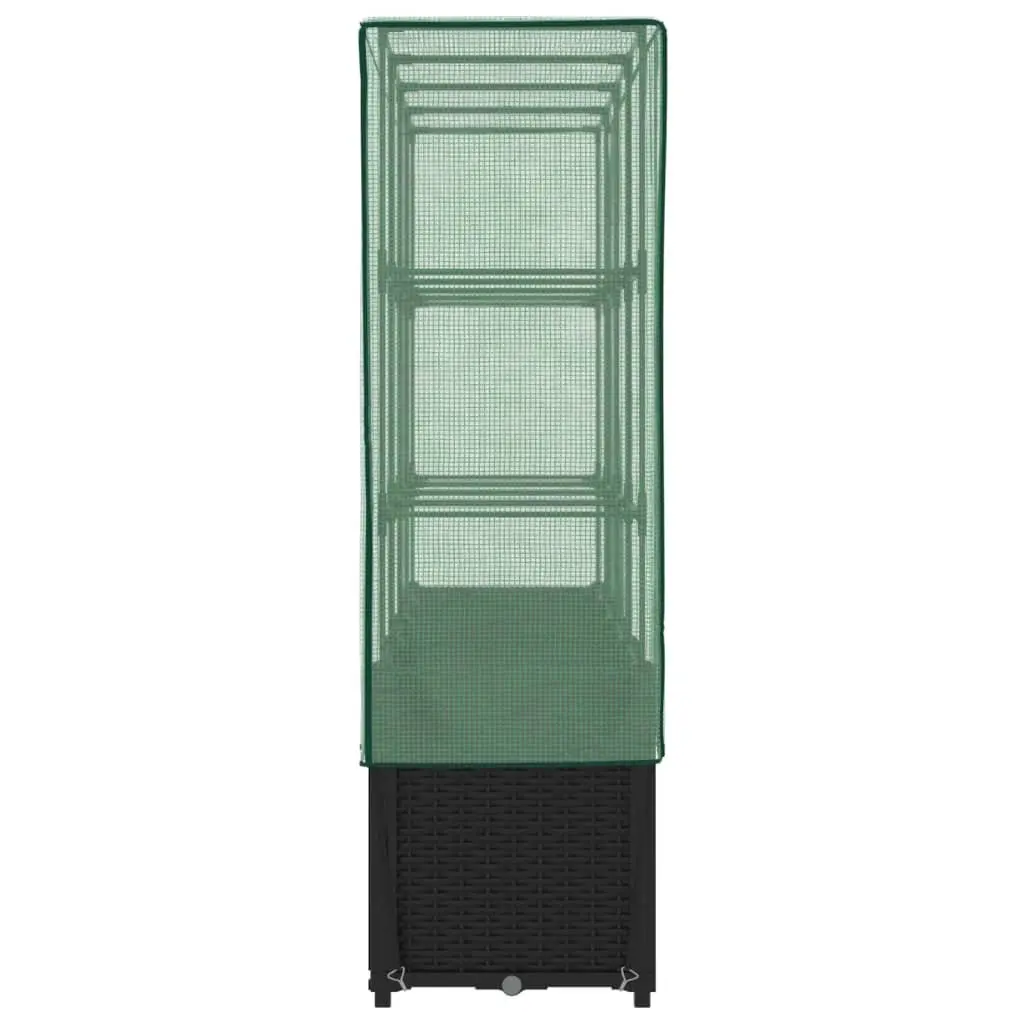 Raised Garden Bed Iron Tube Polypropylene 160x40x153cm Black with Greenhouse Cover