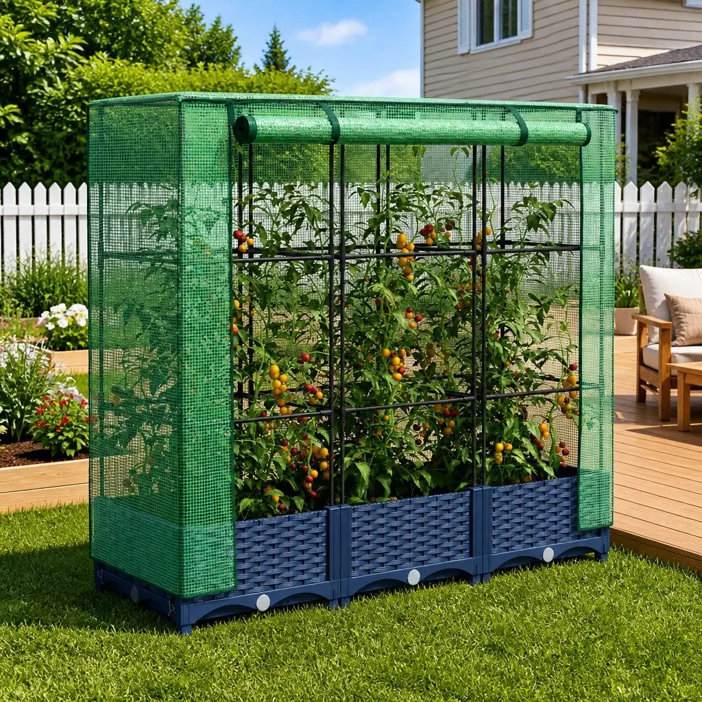 Raised Garden Bed Polypropylene Frame 120 x 40 x 123 cm Grey