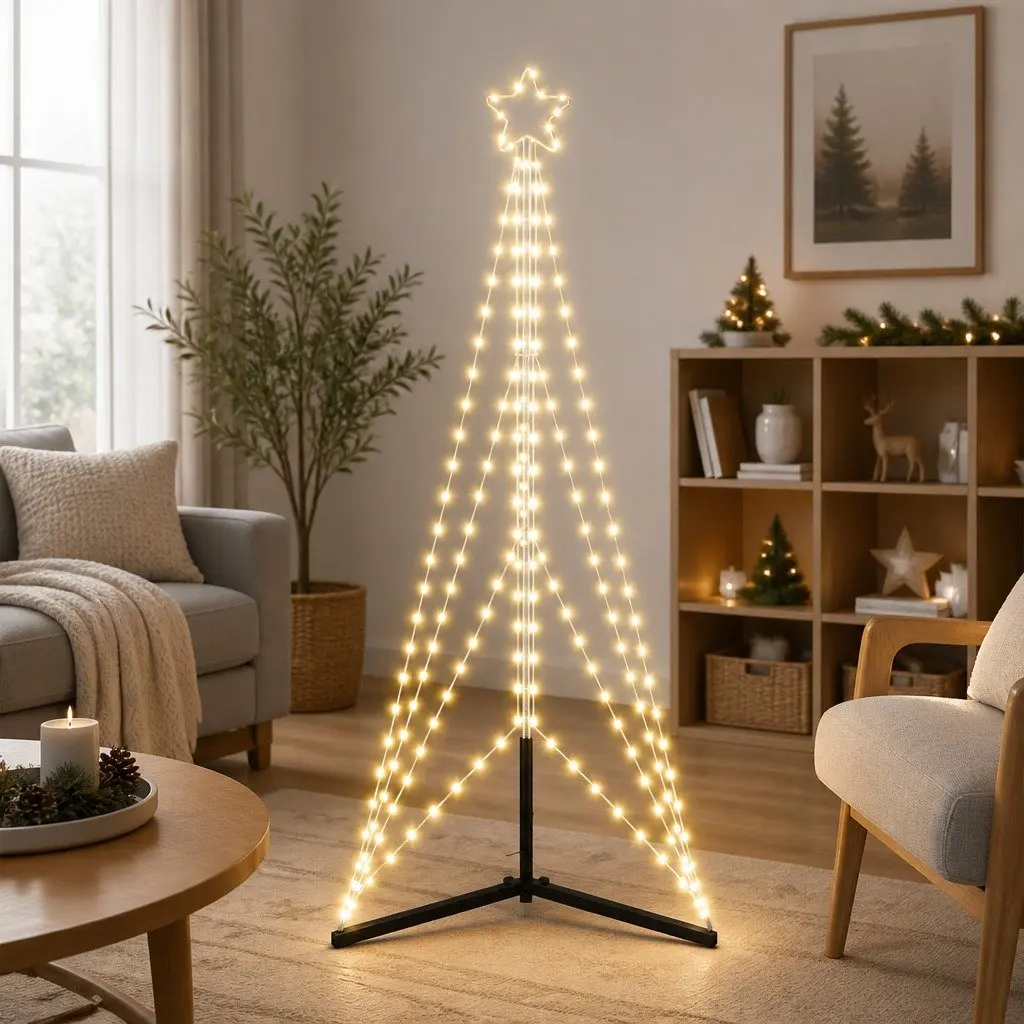 LED Christmas Tree 182cm Warm White 363 Lights 8 Effects Indoor Outdoor