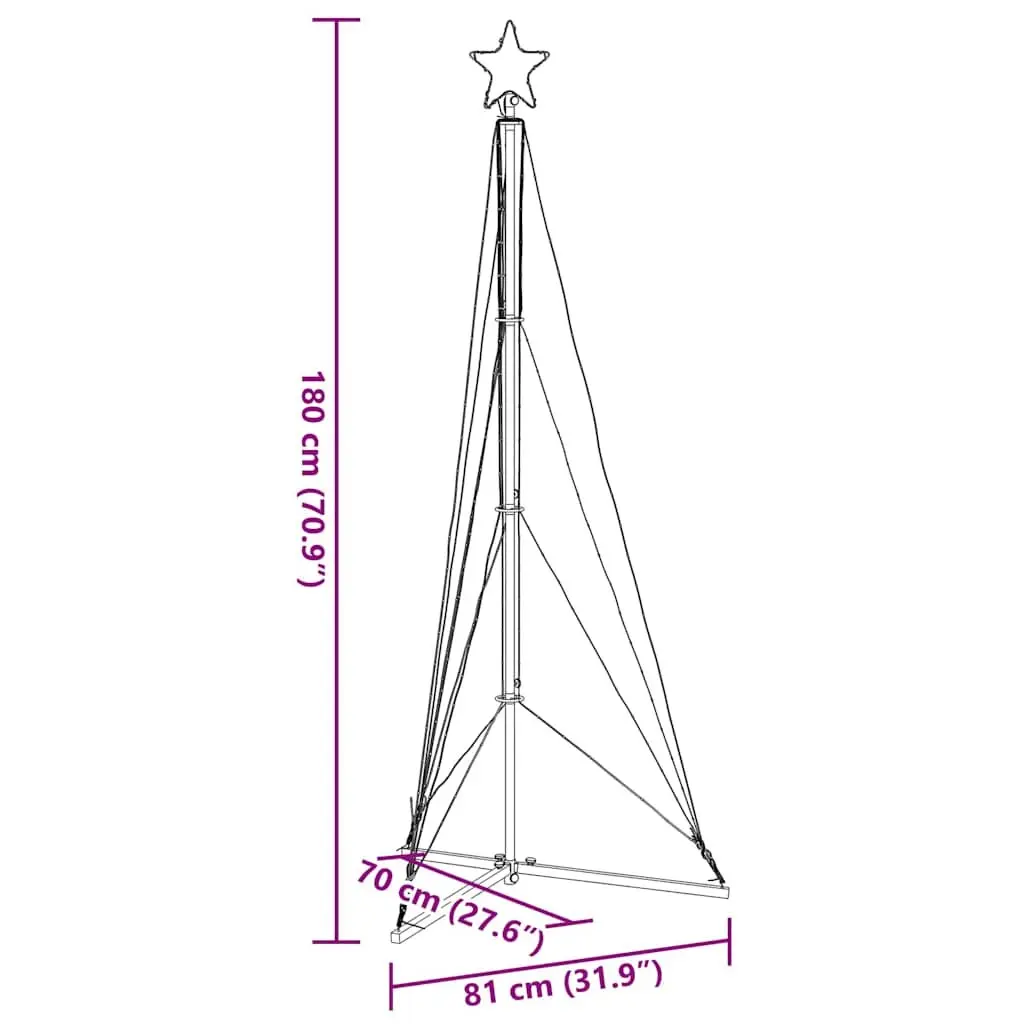 LED Christmas Tree 182cm Warm White 363 Lights 8 Effects Indoor Outdoor
