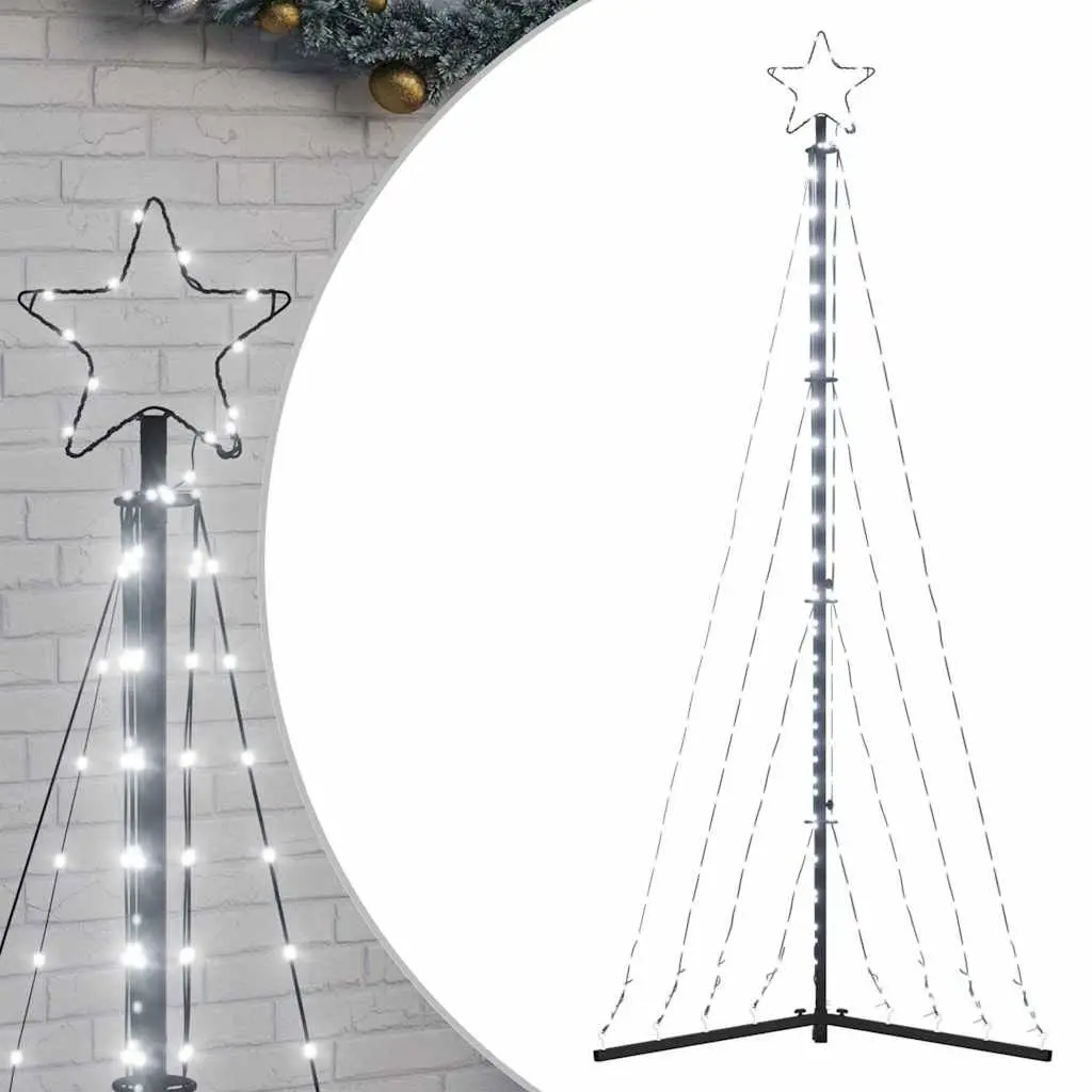 LED Christmas Tree 187cm Cold White 339 Lights 8 Effects Indoor Outdoor