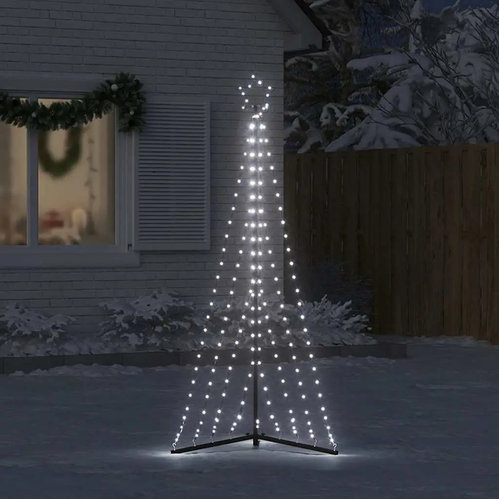 LED Christmas Tree 187cm Cold White 339 Lights 8 Effects Indoor Outdoor