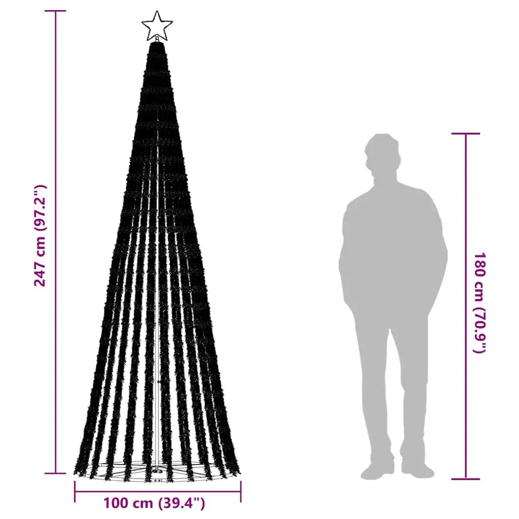 LED Christmas Tree 250cm 475 Warm White Lights 8 Effects Indoor Outdoor