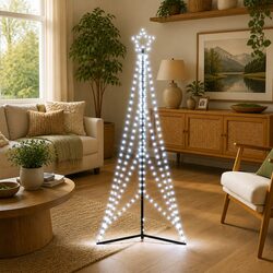 LED Christmas Tree 240cm 483 Cold White Lights 8 Modes Indoor Outdoor Holiday