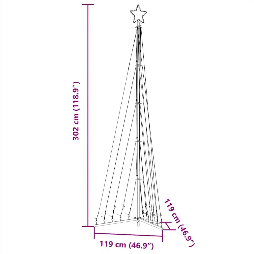 LED Christmas Tree Cold White 302cm 495 Lights 8 Effects Holiday Indoor Outdoor
