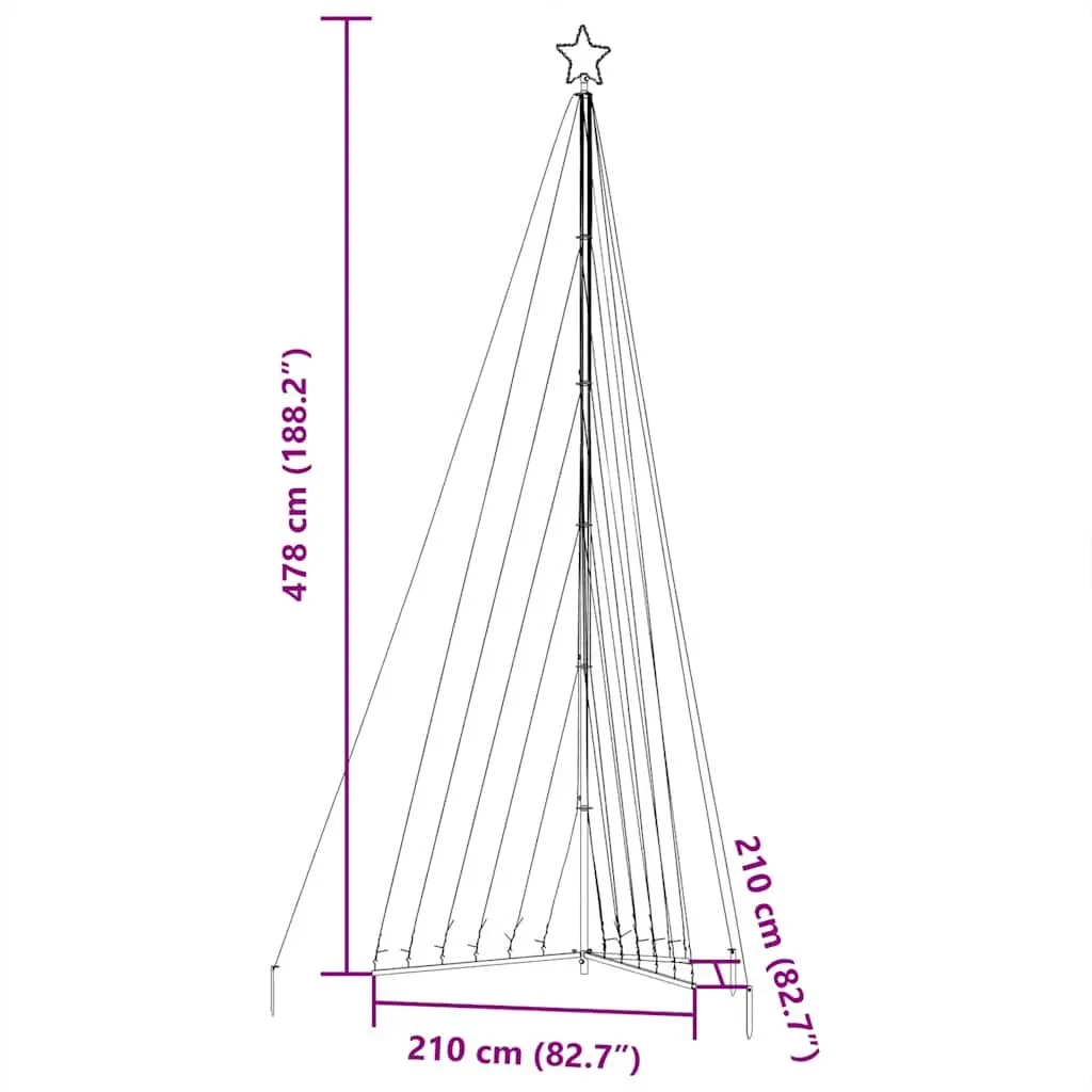 LED Christmas Tree 789 Lights Cold White 478cm Indoor Outdoor Holiday Decoration
