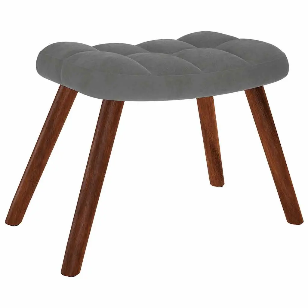 Grey Velvet Chair and Stool Set
