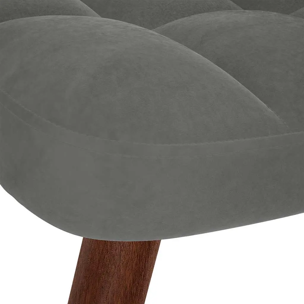 Grey Velvet Chair and Stool Set