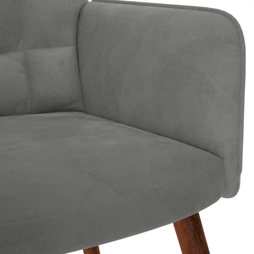 Grey Velvet Chair and Stool Set