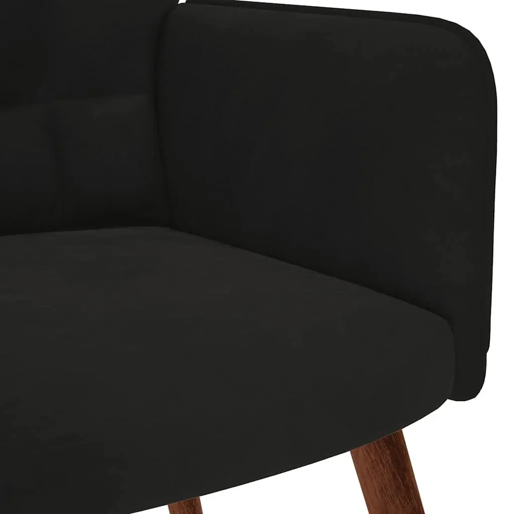 Relaxing Chair with Stool Black Velvet Armchair Recliner Lounge Chair Footstool