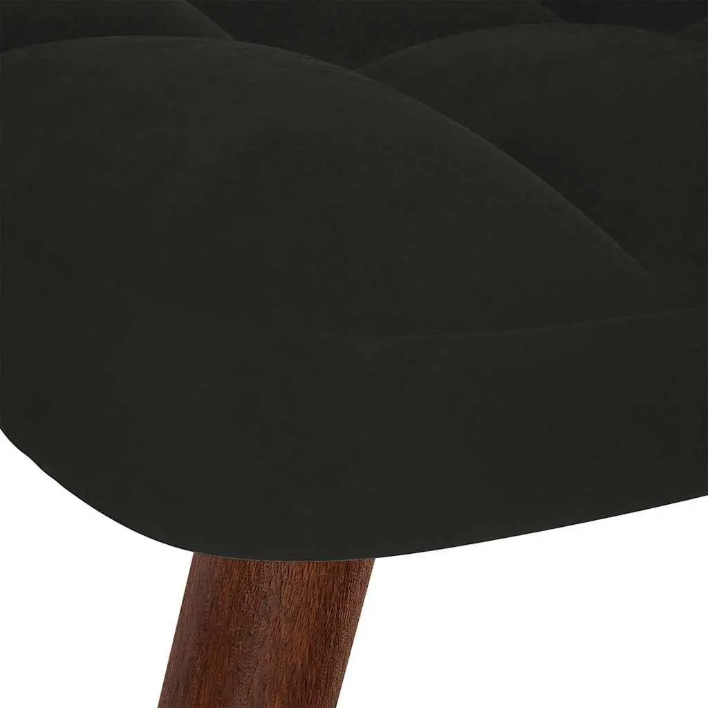 Relaxing Chair with Stool Black Velvet Armchair Recliner Lounge Chair Footstool