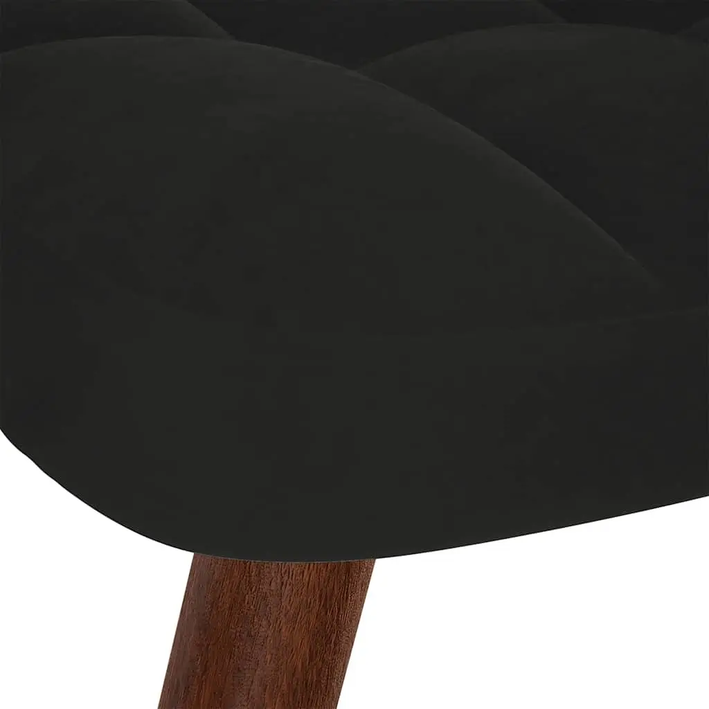 Rocking Chair Velvet Fabric with Stool Black Plywood and Metal Frame