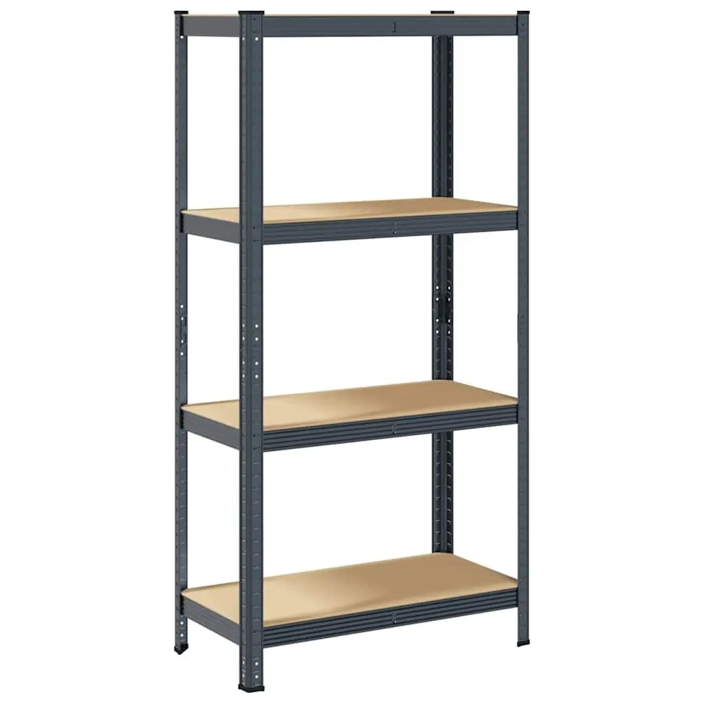 4-Layer Storage Shelf Steel Frame Engineered Wood Anthracite Garage