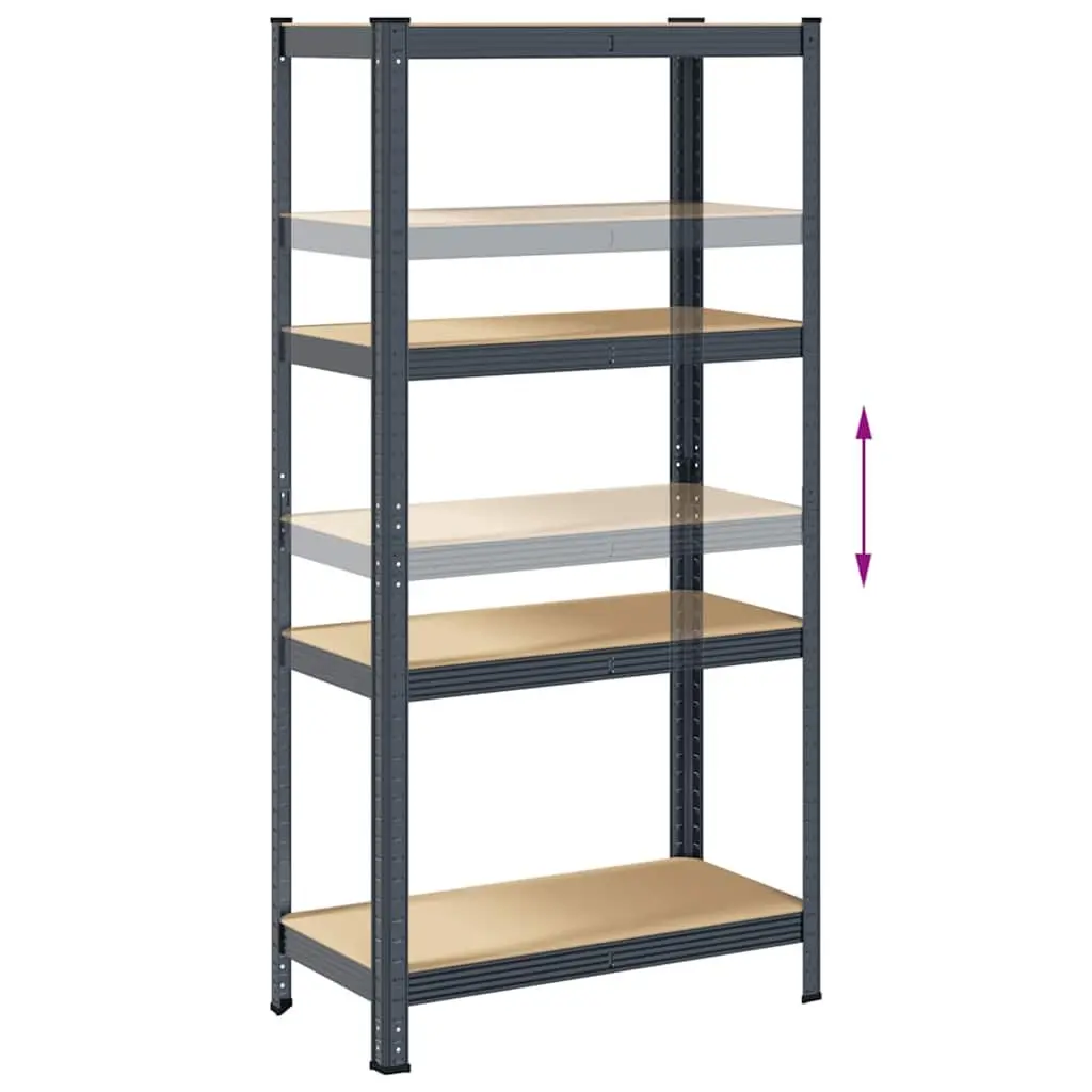 4-Layer Storage Shelf Steel Frame Engineered Wood Anthracite Garage