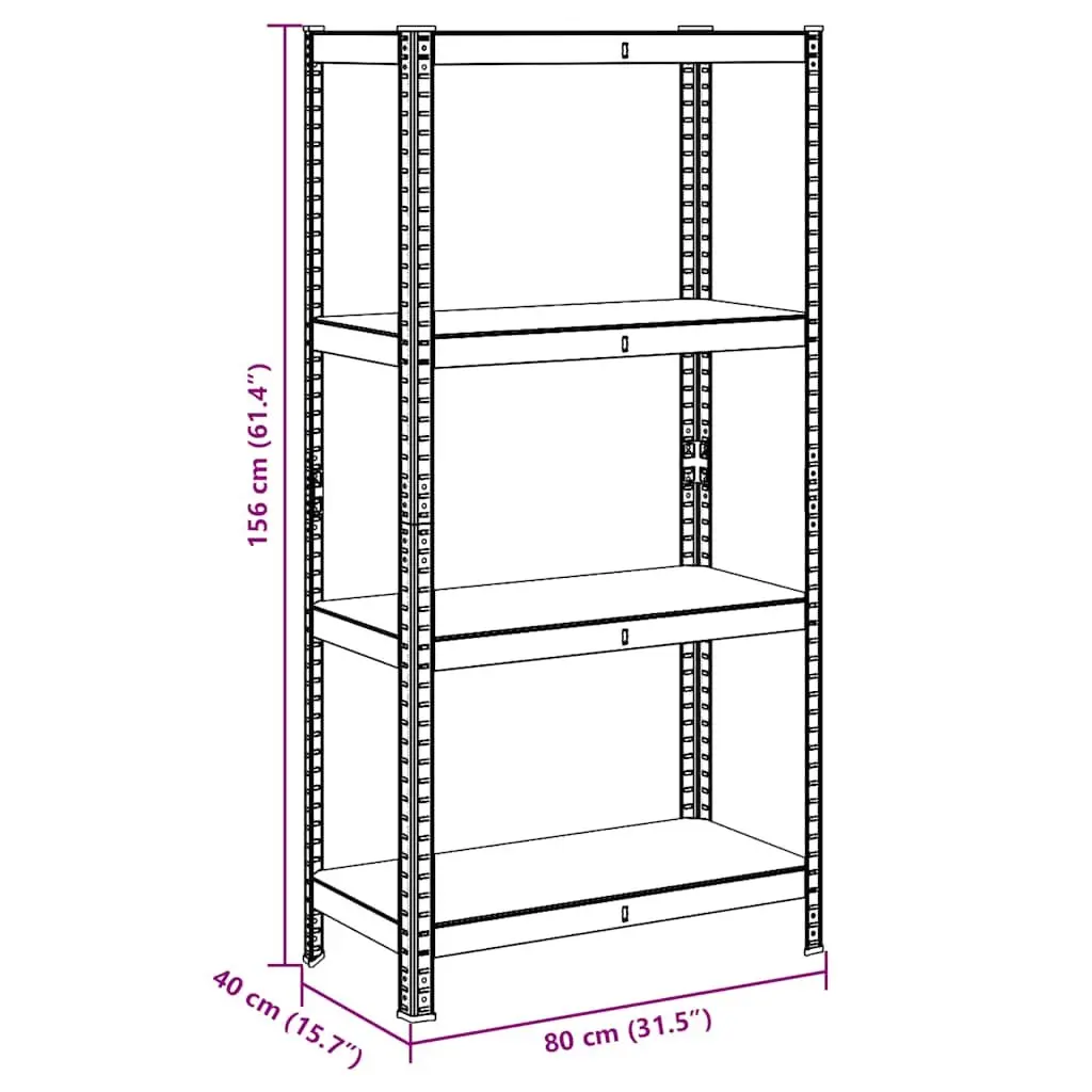 4-Layer Storage Shelf Steel Frame Engineered Wood Anthracite Garage