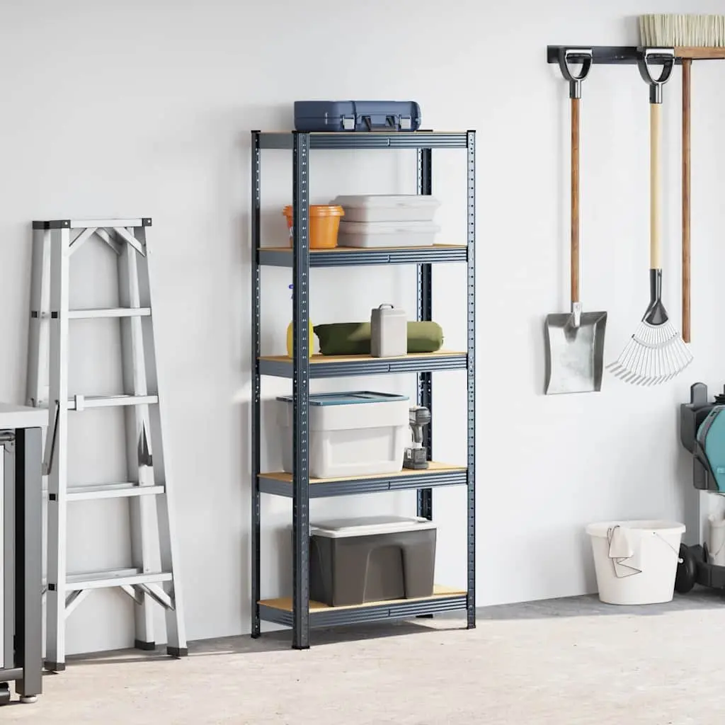 5 Layer Adjustable Storage Shelf Engineered Wood Anthracite Steel Frame Height Adjustable