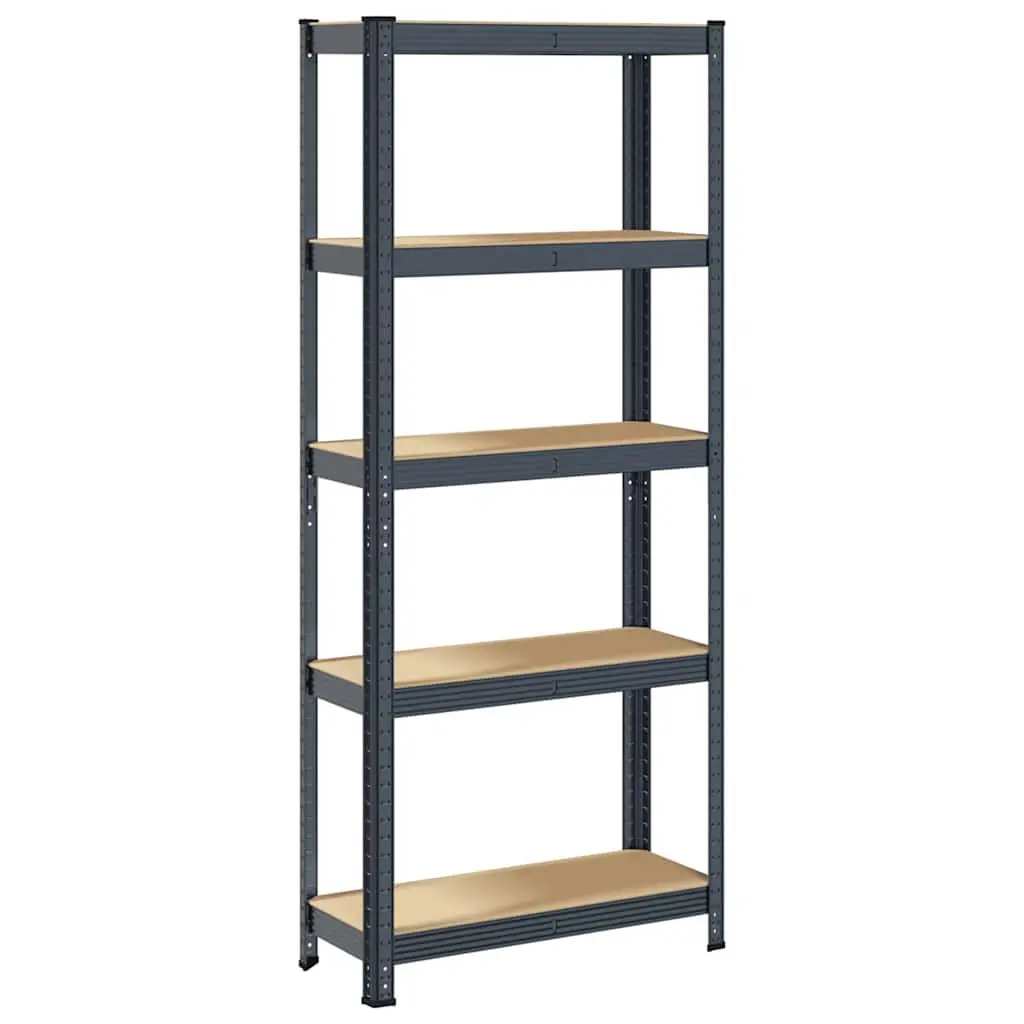 5 Layer Adjustable Storage Shelf Engineered Wood Anthracite Steel Frame Height Adjustable