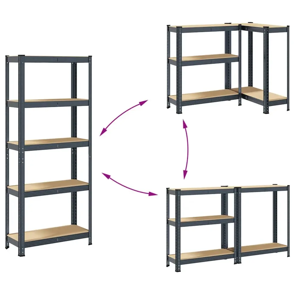 5 Layer Adjustable Storage Shelf Engineered Wood Anthracite Steel Frame Height Adjustable