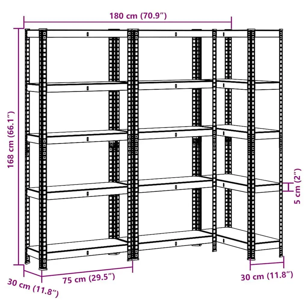 5 Layer Steel Engineered Wood Garage Shelving Unit Adjustable Anthracite Storage Shelves