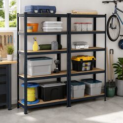 5-Layer Storage Shelving Units Steel Frame Anthracite 2pc