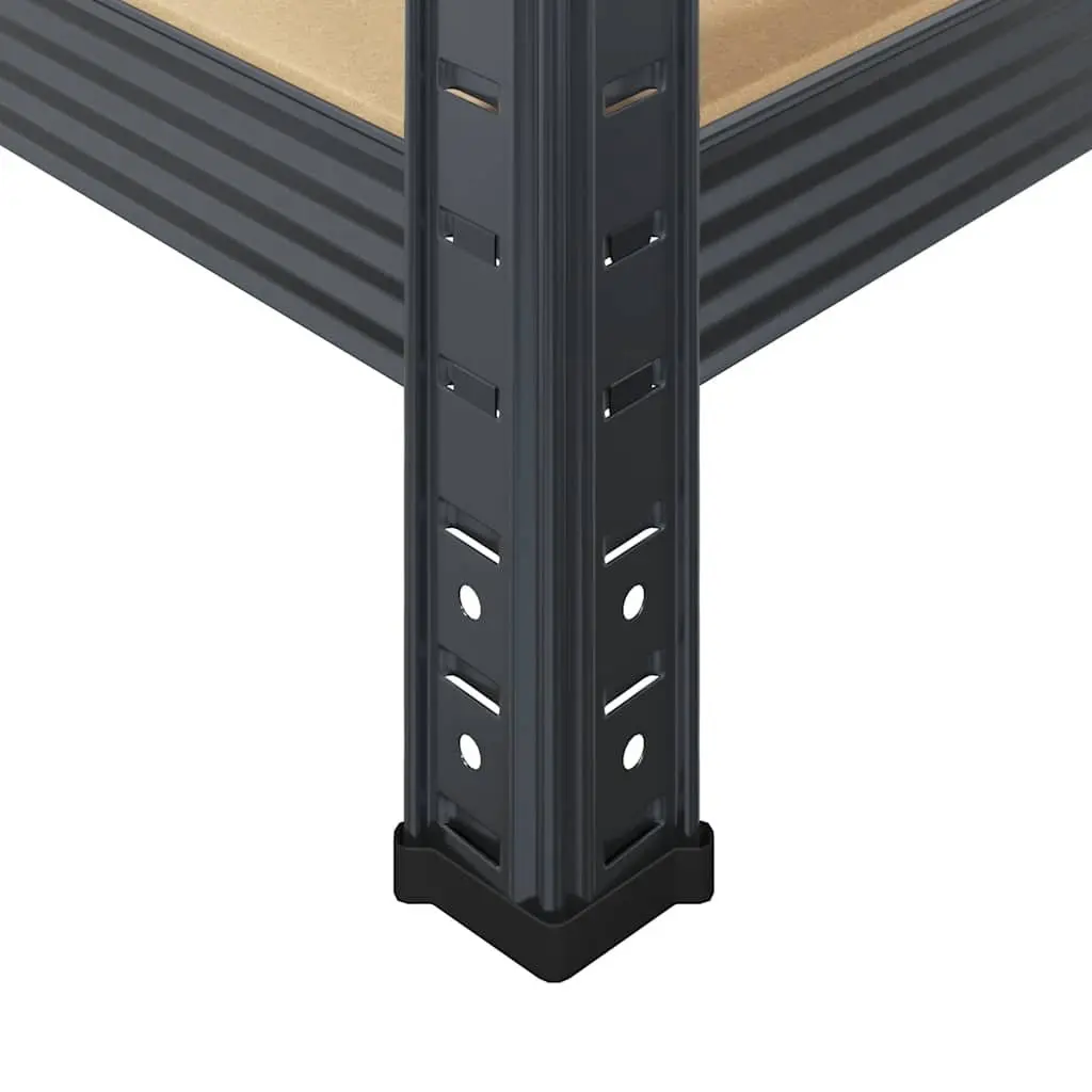 5-Tier Shelving Units Engineered Wood Anthracite Steel Frame Adjustable Height 2 Pieces