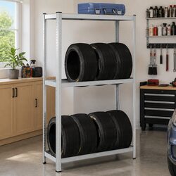 Versatile 2-Layer Tyre Shelf for Your Home or Workshop