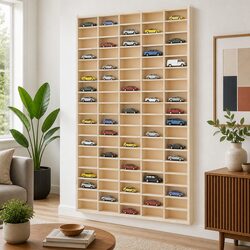 Wooden Wall Mounted Display Case 90 Compartments Collector Storage Organizer
